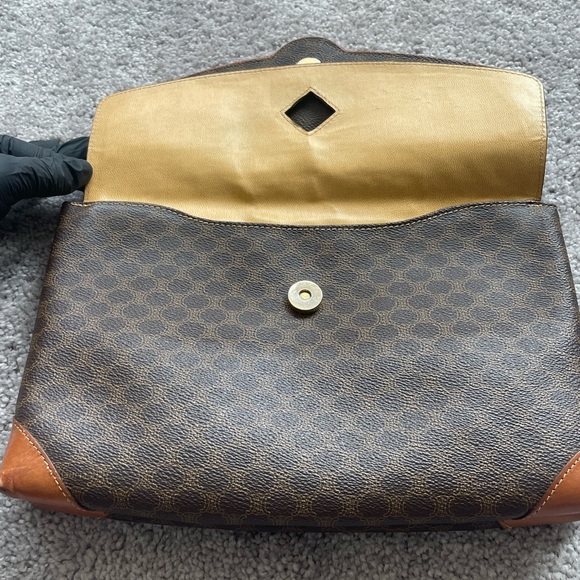 Vintage Celine brown Macadam print double clutch - Picture 6 of 10